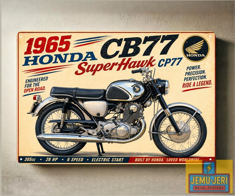 1965 Honda CB77 SuperHawk CP77 Motorcycle Metal Poster 30x20cm Sign gallery
