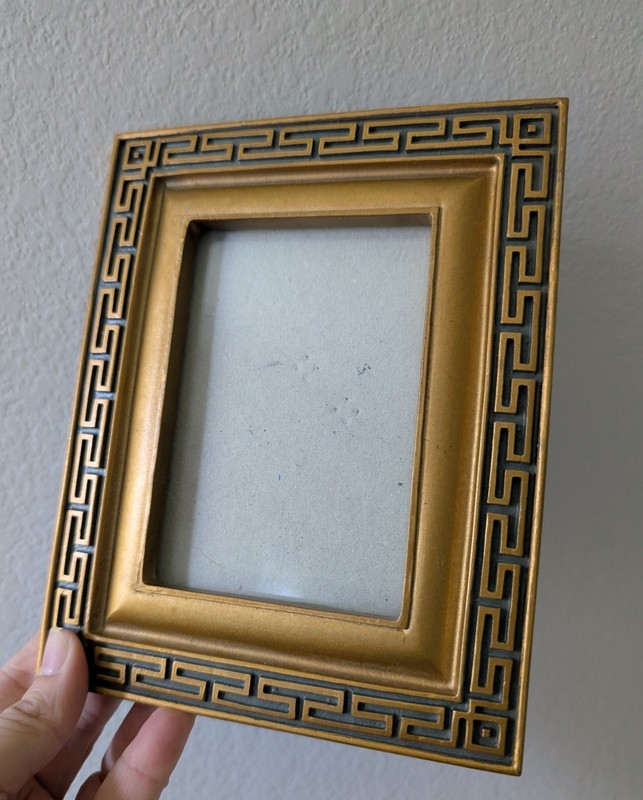Weston Gallery picture frame black gold tone Greek key geometric
