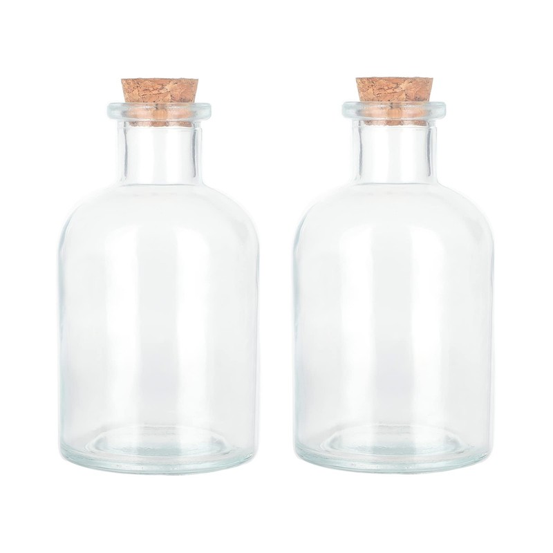 Magic Season Decorative Glass Bottles – 5 fl oz. Round / 2 Pcs, Clear