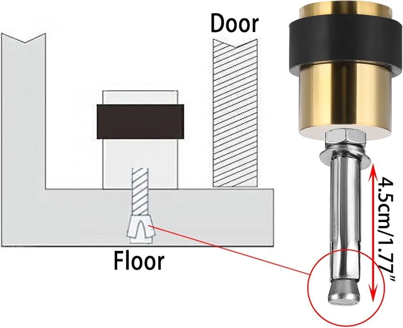 3 Pack Floor Door Stopper Solid Stainless Steel Heavy Duty w/ Rubber Bumper Gold gallery