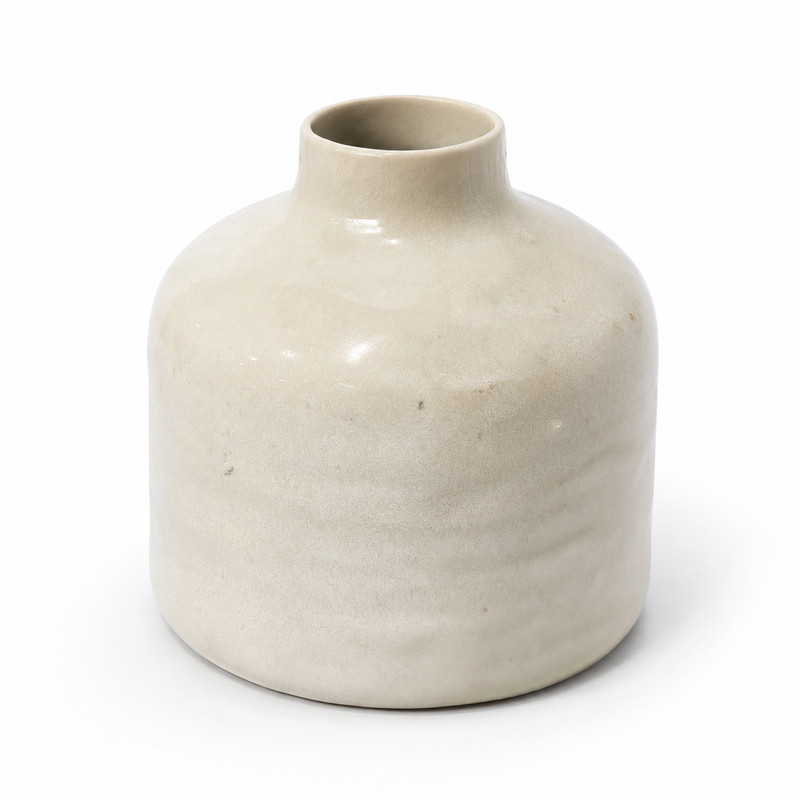 Ivory Ceramic Vase Heavy Minimalist Modern Farmhouse Neutral Home Decor