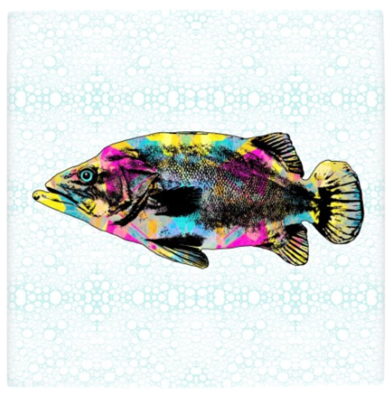 Large Ceramic tile 6×6 or 8×8 Fish 5 Multicolor Printed in USA art L.Dumas