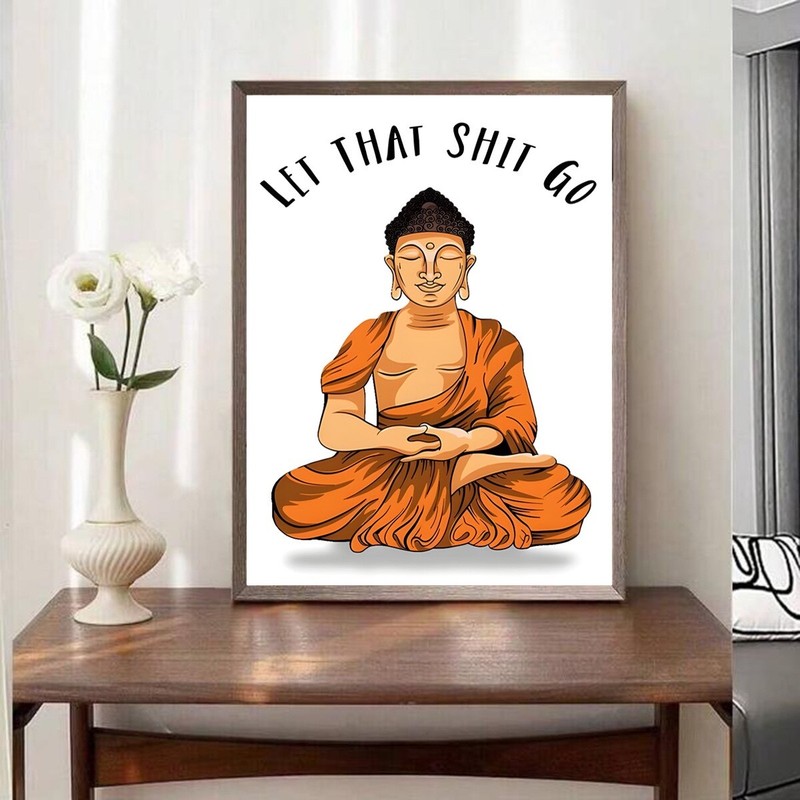 Buddha let that shit go meditation canvas Wall Art decor Buddhist Home Decor gallery
