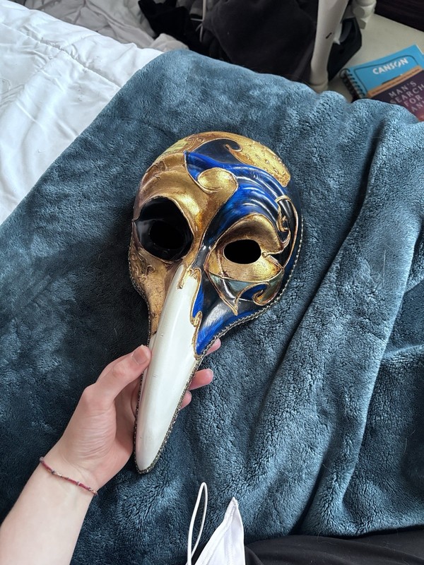 Venetian Plague Doctor Beaked Mask Papier Mache Painted Gold masquerade gallery