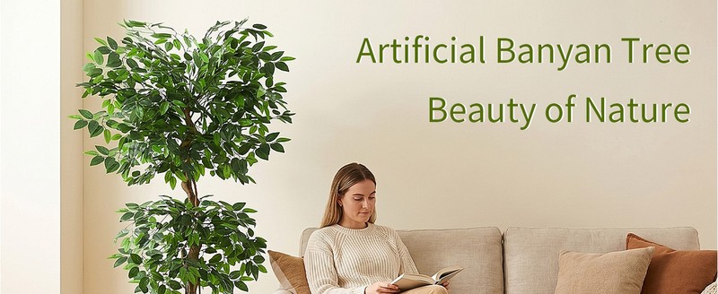 5FT Artificial Ficus Tree,Large Fake Tree with White Planter, Tall Faux Ficus gallery