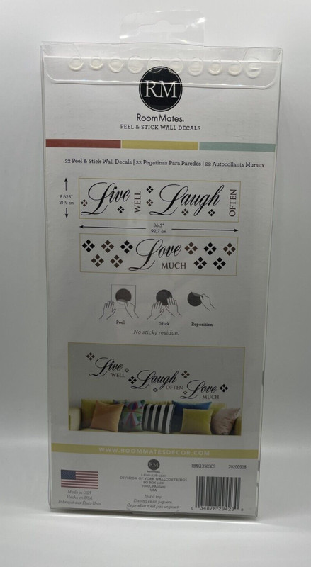2 Pack Room Mates Prim Live Well Laugh Often Love Much Peel Stick Wall Decals gallery