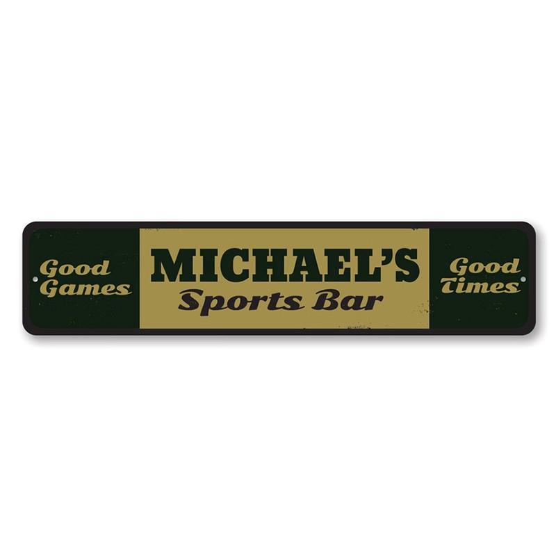 Sports Bar Sign, Personalized Good Times & Good Games Metal Decor Sign