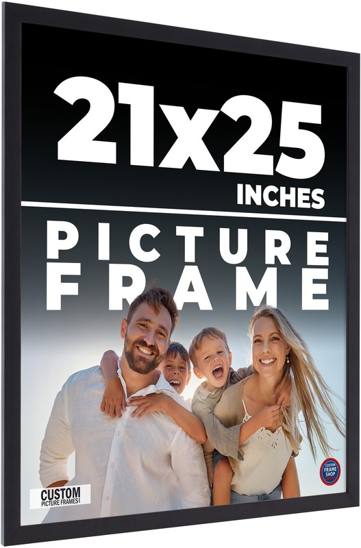 21×25 Frame Black Real Wood Picture Frame Width 0.75 inches | Interior Frame Dep