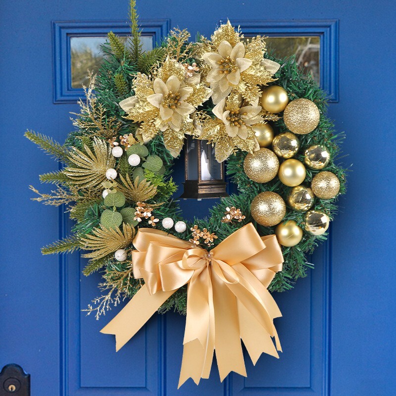 Artificial Holiday Wreath for Front Door or Porch, Multicolor Flower
