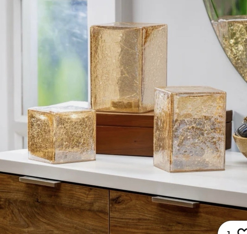 Evergreen, 3 Pk - LED Glass Cubes Towers | Hand-blown Glass gallery