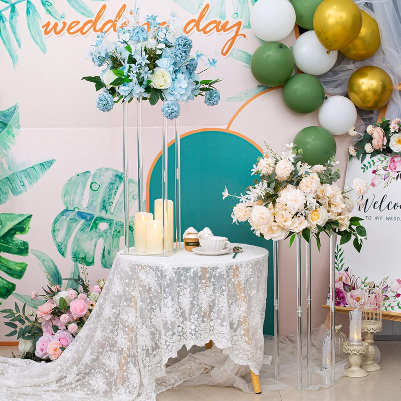 Acrylic Wedding Centerpieces - 2 Pcs Clear Column Flower Stands 23.6In gallery