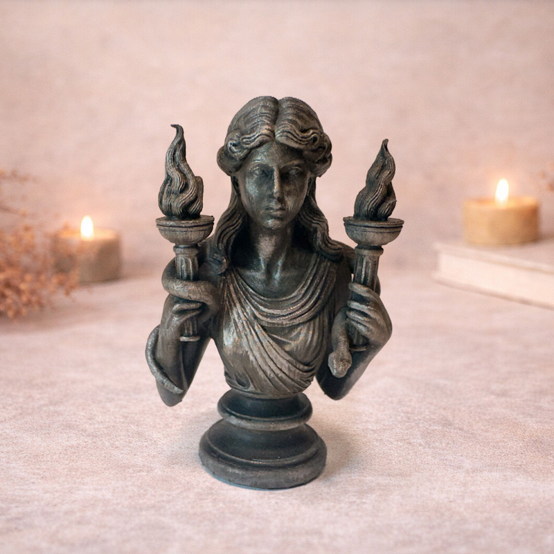 Hekate Miniature 3D Printed Resin Sculpture, Witchy Greek Goddess Altar Decor