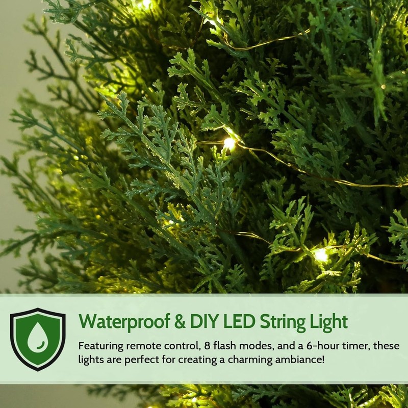 5FT Topiary Trees Artificial Outdoors 2 Pack, Two 5 Foot UV Resistant Faux Cedar gallery