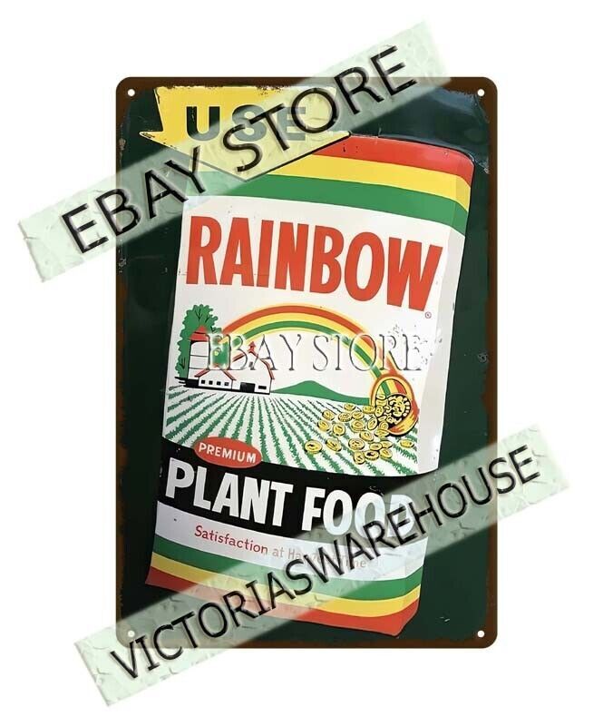 Rainbow Plant Food Fertilizer farming barn ranch metal tin sign pub shop prints gallery