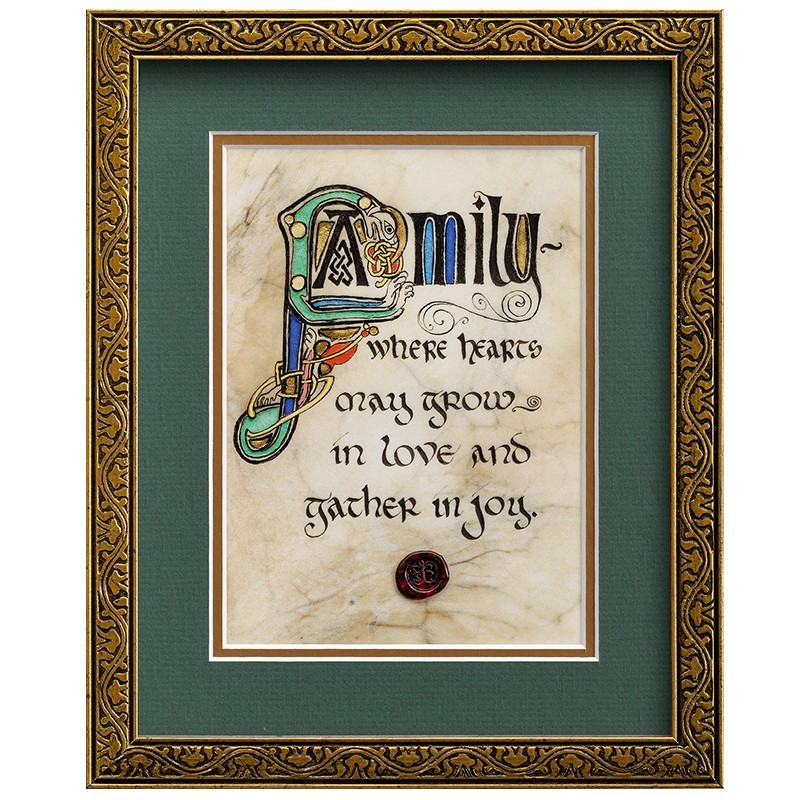 Celtic Card Company Family Blessing Print, Gilded Frame, Green 9” x 11”