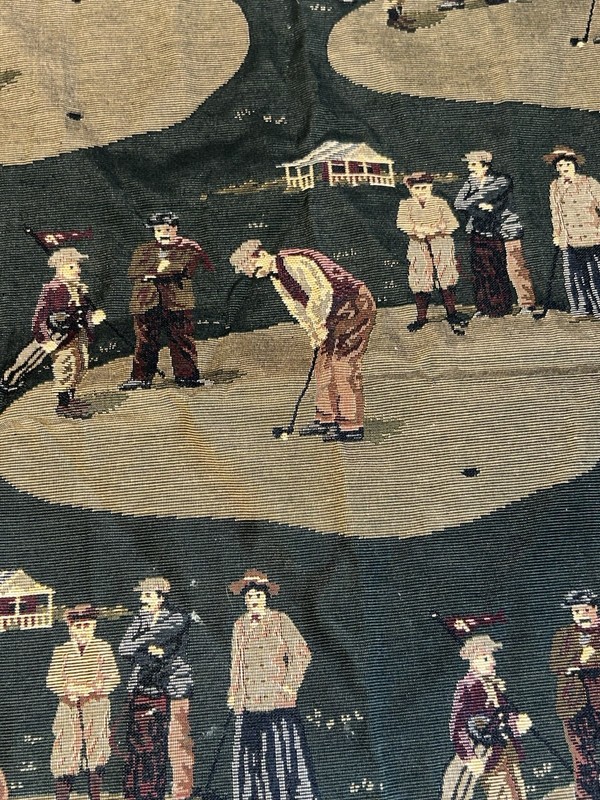 NOS Vintage Golf Tapestry Fabric•26”x22”•Perfect Condition