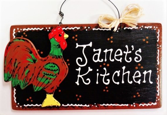 ROOSTER Personalize KITCHEN Name SIGN WALL Art HANGER PLAQUE Chicken Wood Decor