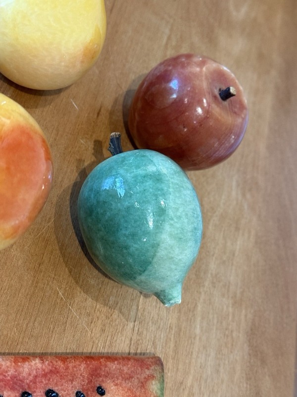 Alabaster Marble Stone Fruit, Watermelon, Pear, 2 Apples, Peach Lot of 5 gallery