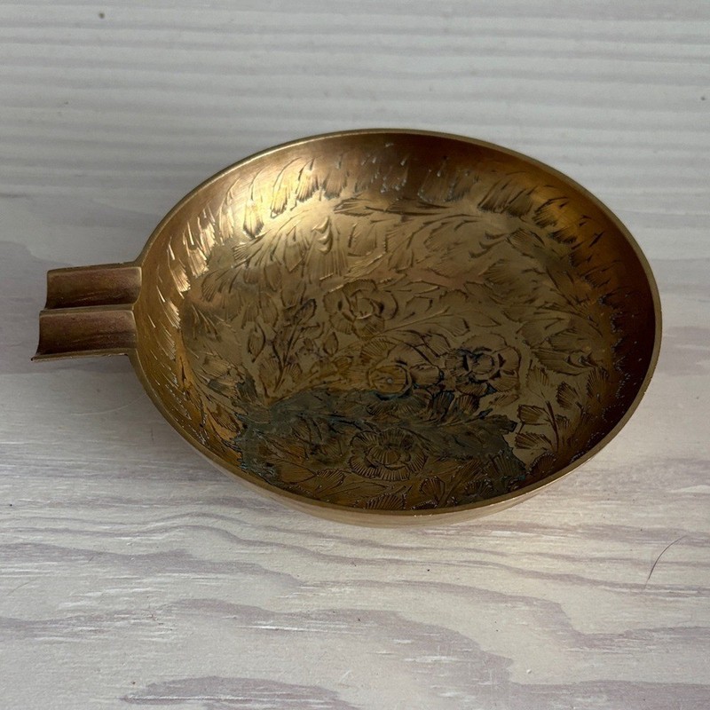 VTG Etched Brass Ashtray/Trinket Dish Made in India