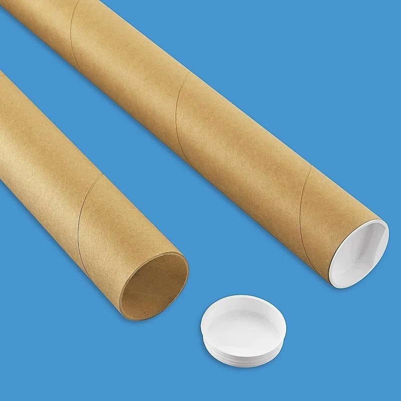 Premium Kraft Mailing Shipping Poster Tubes with Plastic End Caps 2″ x 24″