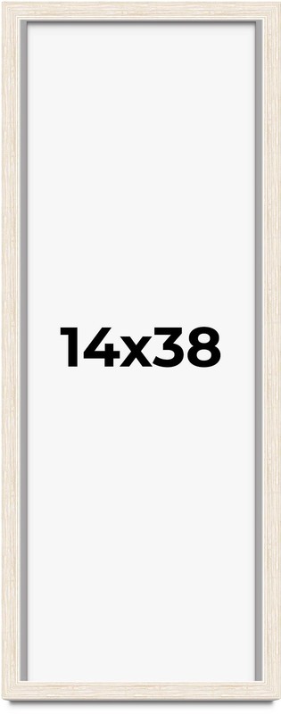 14×38 Shadow Box Frame White | 1.125 Inches Deep Real Wood Rustic Shadowbox Disp