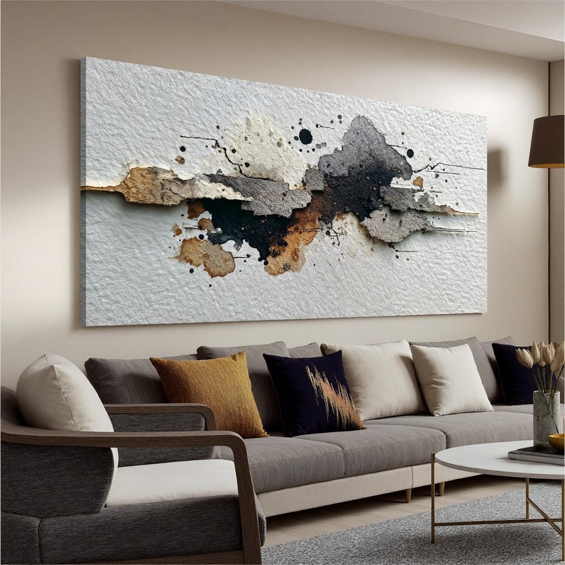 Large Abstract Wall Art For Living Room Print Multicolor Home Decor Modern Gr...