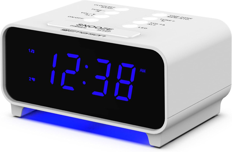 CKS1500 Smartset Dual Alarm Clock Radio with AM/FM, 0.9” Blue LED Display, 4-Lev