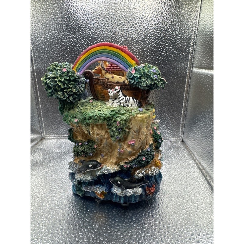 Untested Vintage Noahs Ark Tabletop Water Fountain Resin Animal Figurine gallery