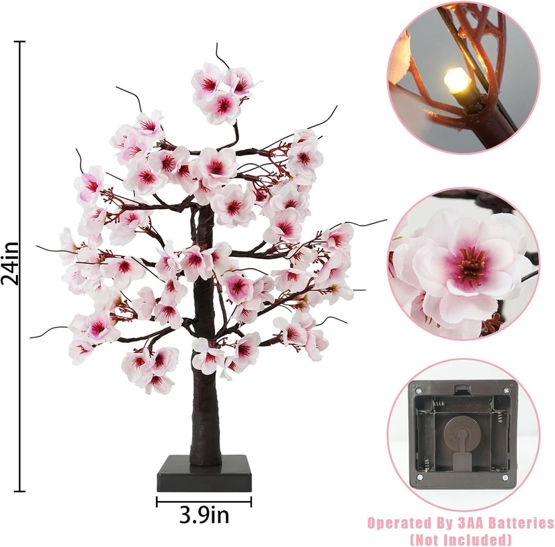24IN Lighted Cherry Blossom Tree 24 Warm White LED Tabletop Artifical Bonsai gallery