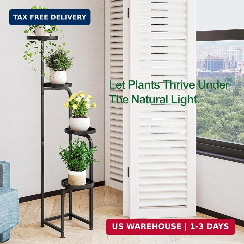 INGIORDAR Plant Stand Indoor Outdoor 4 Tier Metal Plant Shelf for Multiple Plant gallery