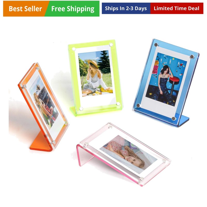 Acrylic Magnetic Picture Frames for Instax Polaroid,Table Top Mini 2×3 Wallet…