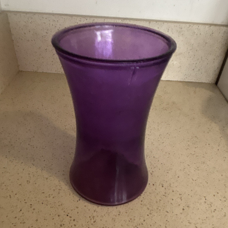 Purple Glass Trumpet-Shaped Flower Vase, Solid Plain, Freestanding