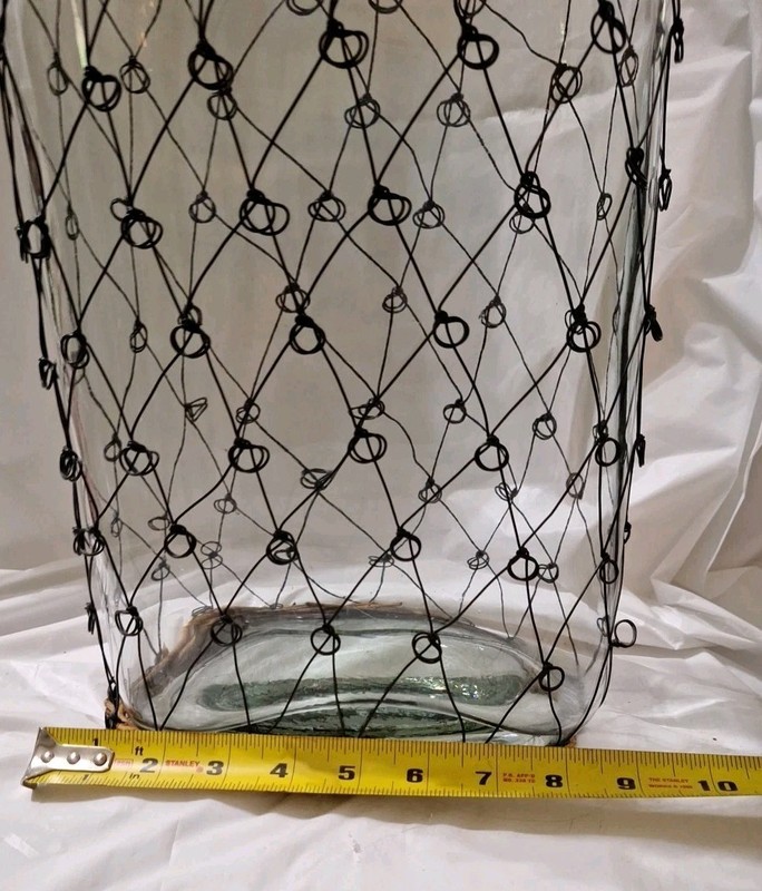 Large Wire & Rattan Wrapped Clear Decorative Glass Bottle 18"x9" XC HEAVY gallery