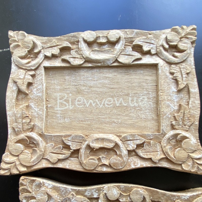 2x Carved Wood "Bienvenue" Welcome Door Plaque Wall Hanging 17x13cm 604945 gallery
