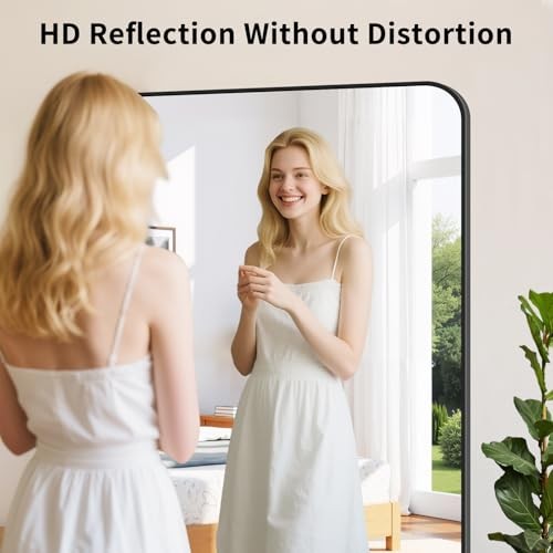 Black Framed Bathroom Mirror - 30x60 Inch Shatterproof 30"x60" Round-edged gallery