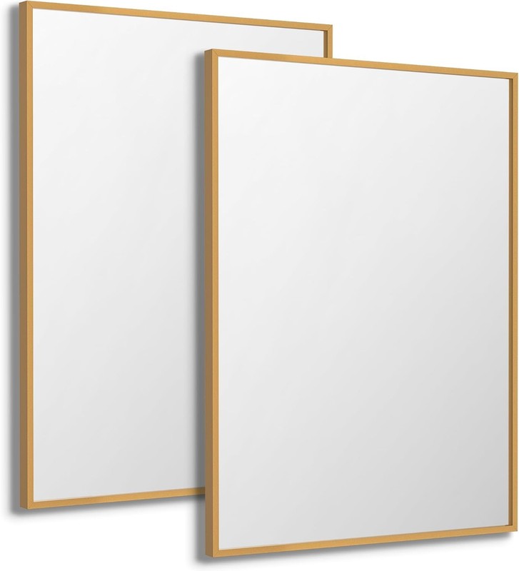 2-Pack 22″x30″ Matte Gold Vanity Mirror, Wall Mount, Vertical or Horizontal