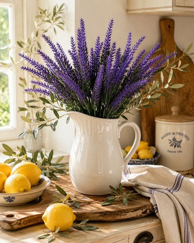Purple Faux Lavender Stems Artificial Salvia Flowers Faux Greenery Picks French gallery