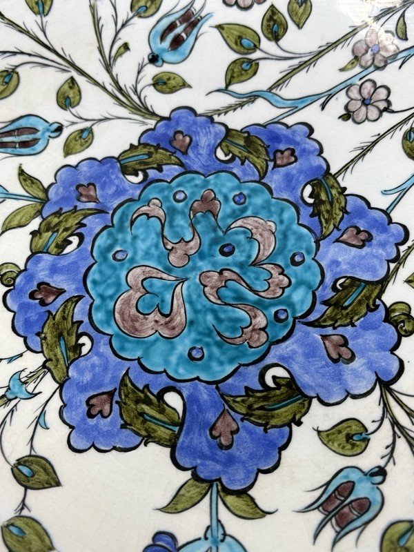 Iznik Design 2010 Signed Ottoman Style Turkish Ceramic Wall Hanging Bowl Inv#23 gallery