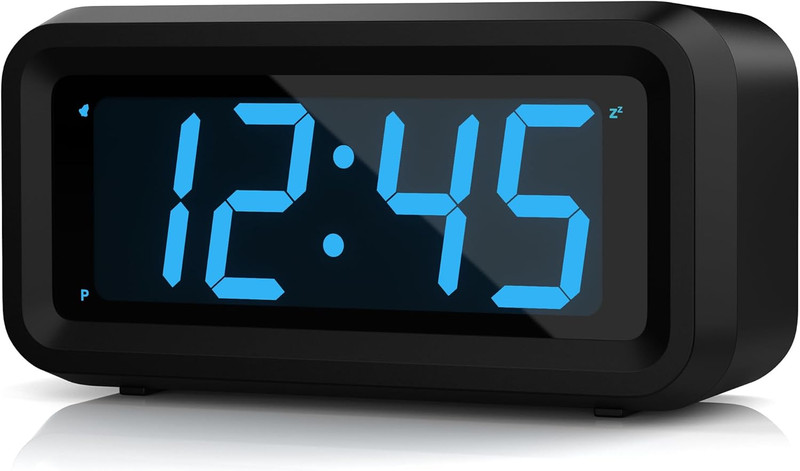Digital Alarm Clock 1.2″ LED Display Battery Powered Snooze Desk Wall Clock