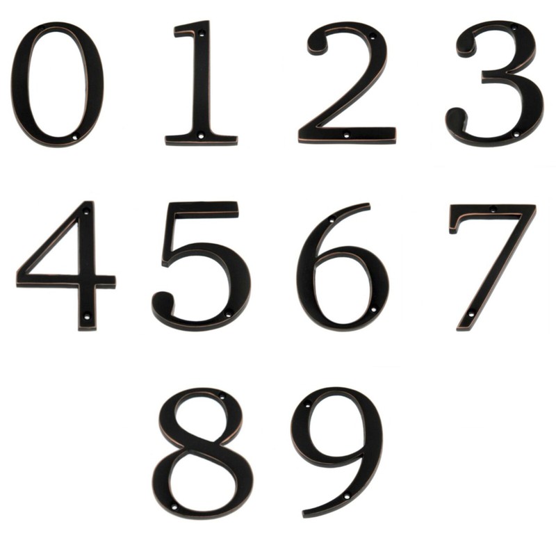 Aged Bronze Metal 4″ Flush House Address Numbers, Bold Readable Font