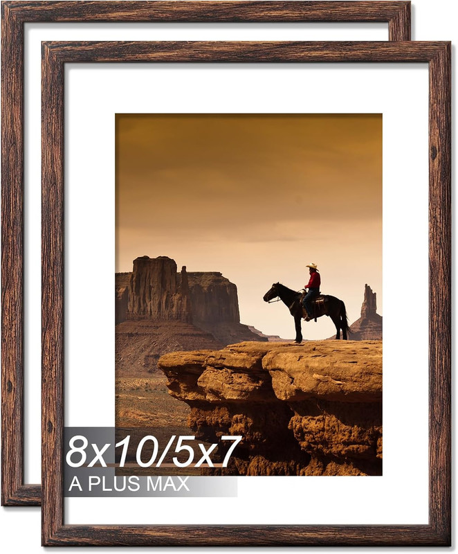 8X10 Picture Frame Set of 2, Brown Engineered Wood Frame for 8 X 10 Inch Picture gallery