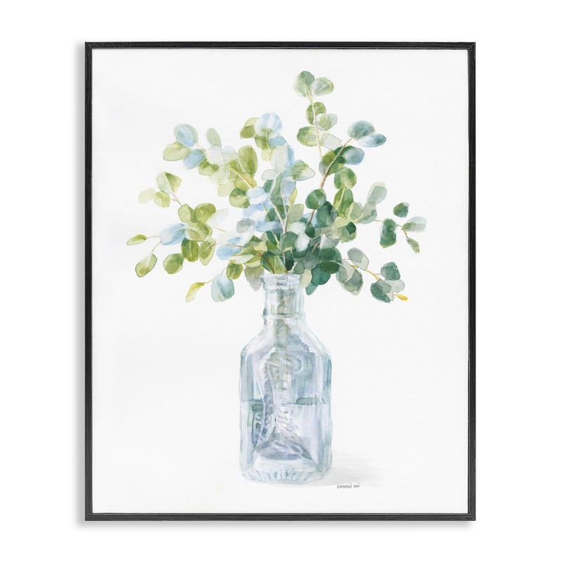 ‘Flower Jar Still Life Painting’, Framed Giclee Art, Black, 16 x 20 Inches, E…