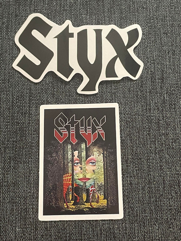 Lot (2) STYX 1 1/4″ to 3″ Band Logo STICKERS FAST! FREE SHIP! Black
