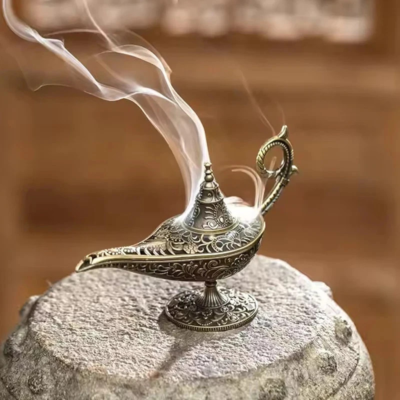 Antique Style Lamp Metal Incense Burner Scented Unscented Candle Holder Home Dec