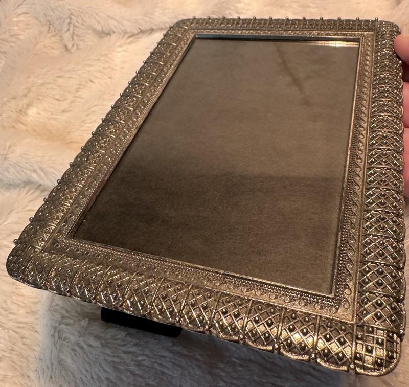Beautiful Vintage Style Metal Ornate Silvertone Picture Frame Old Hollywood Glam