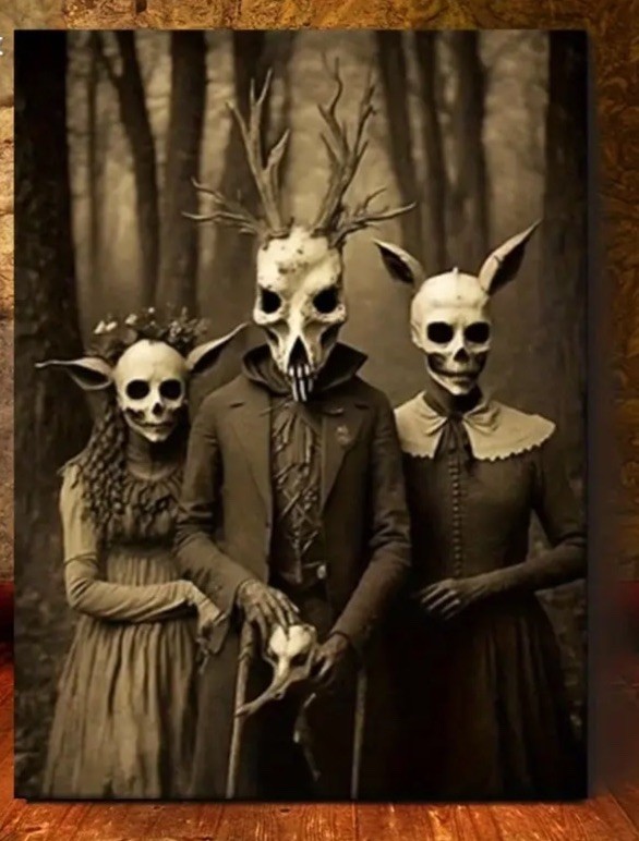 Vintage Halloween Canvas Art, Family Photo Creepy, Scary, Retro - 8" X 10" gallery