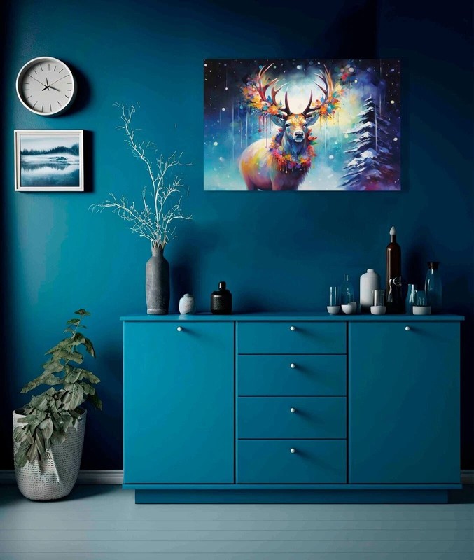 Christmas Decorated Reindeer Canvas Wall Prints Framed Art Living Room Pictures gallery