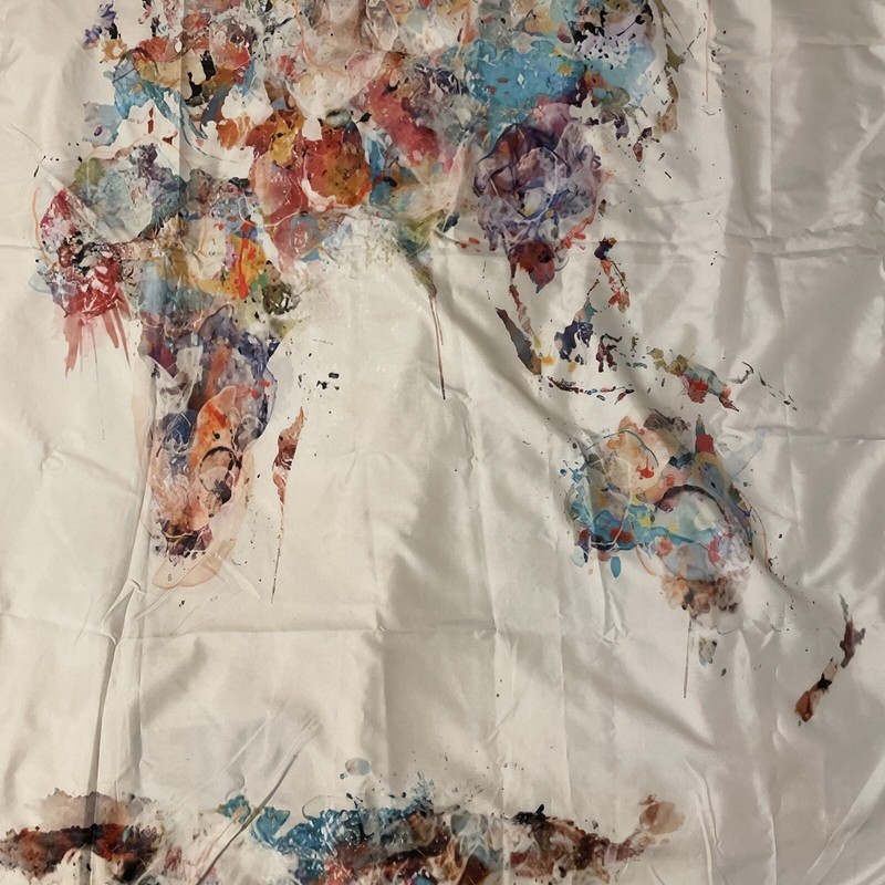 Large Fabric Wall Hanging Watercolor Art World Map 57" x 49" Multicolor gallery