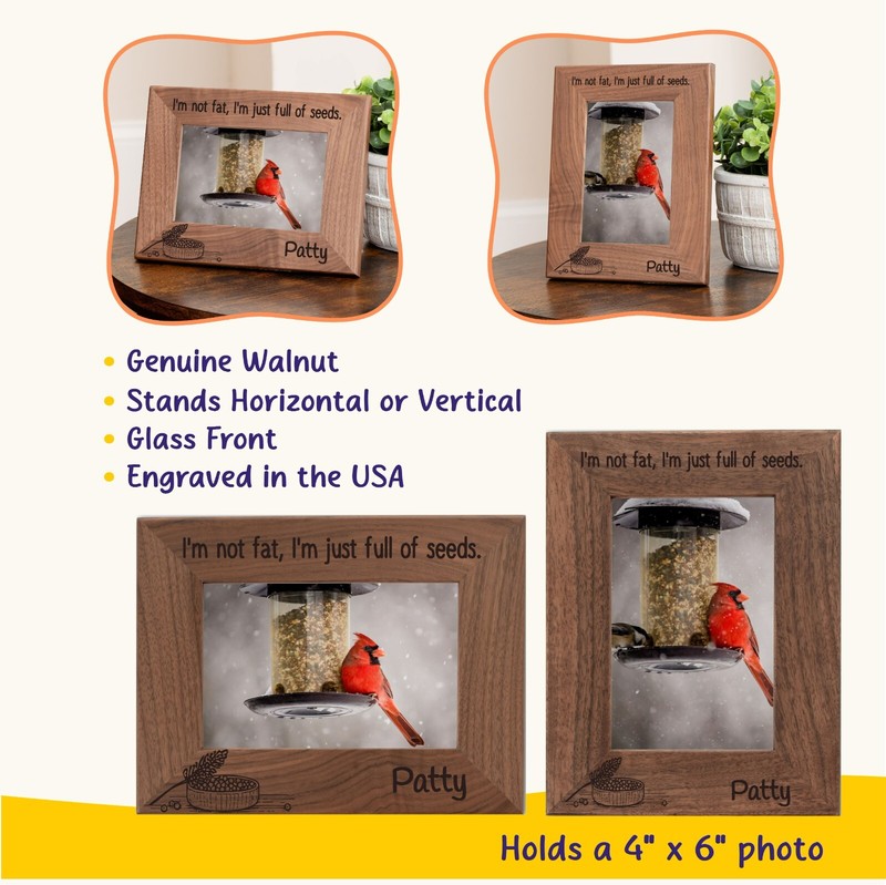Personalized Bird Picture Frame, Genuine Walnut Photo Frame 4x6, Bird Gifts gallery