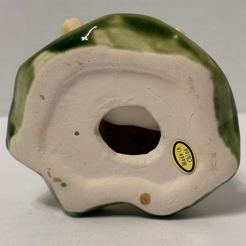 Vintage Style Ceramic Fishing Frog Figurine Whimsical Anthropomorphic Decor 3" gallery